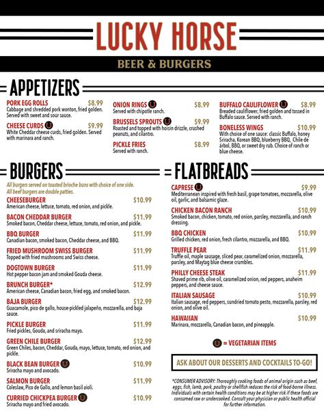 lucky horse menu.